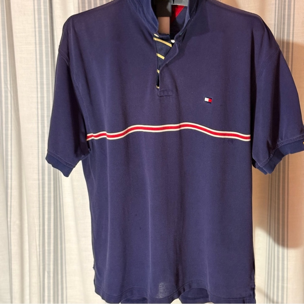 2\$20  Tommy Hilfiger Men's Polo in Navy with Red and White Accents